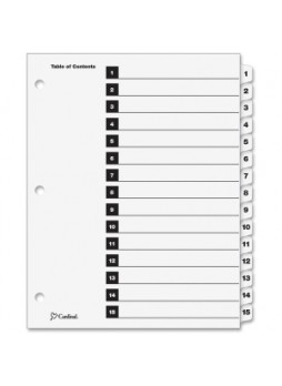 Cardinal, 61513CB OneStep Printable Table of Contents Dividers, Printed 1 to 15, White, Each